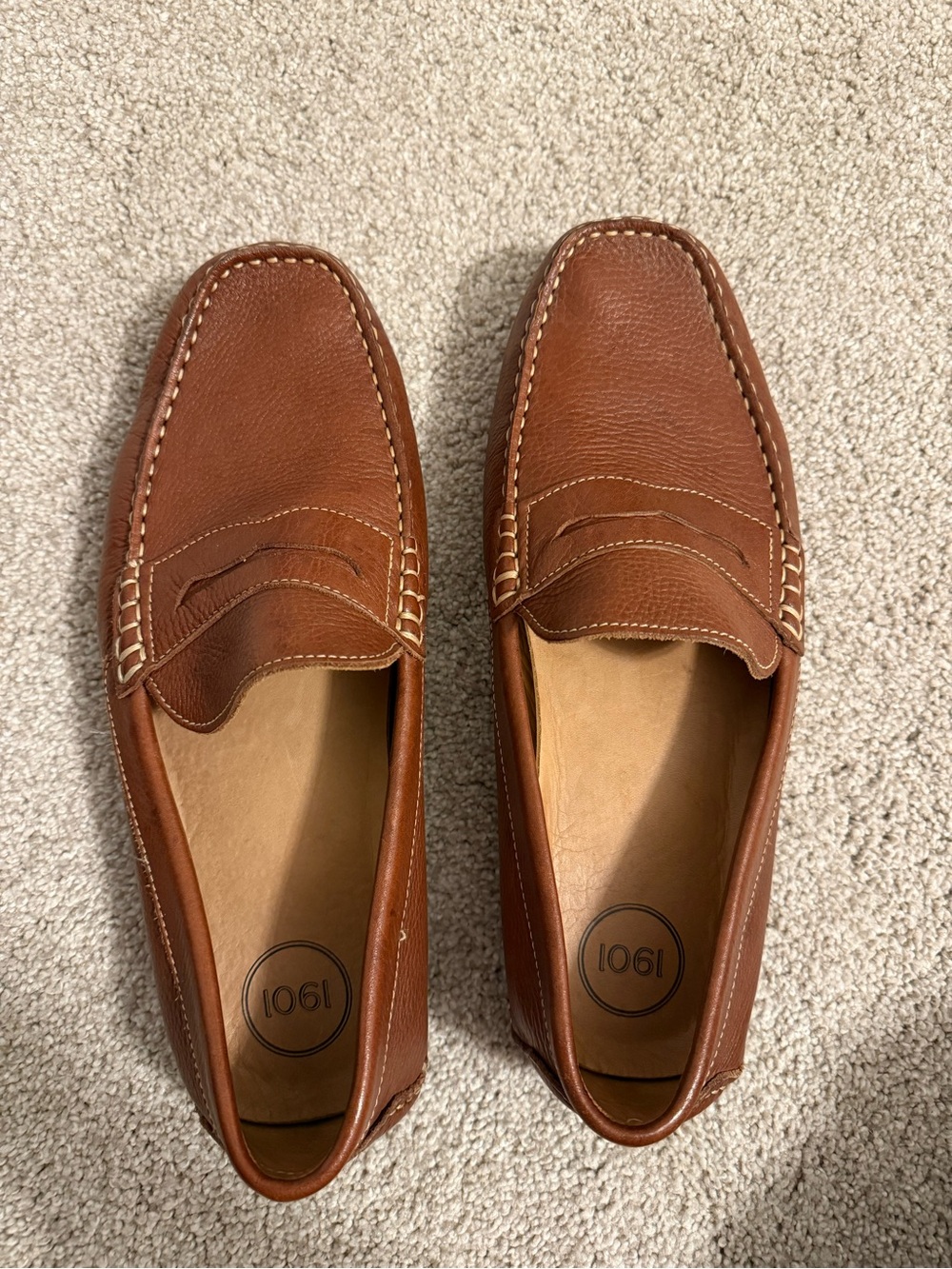 1901 Men’s Tan Leather Penny/ Driving Loafers 10.5